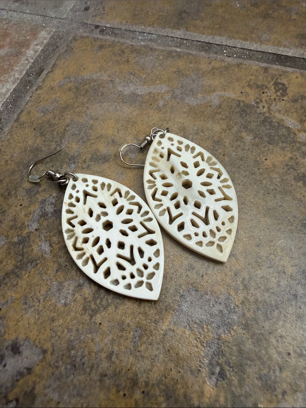 White Filigree Teardrop Dangle Earrings - Noonday